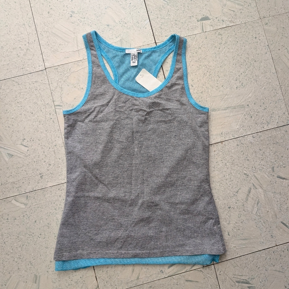 NWT H&M Y2K Vintage Womens Double Layer Mesh Active Racerback Tank SMALL